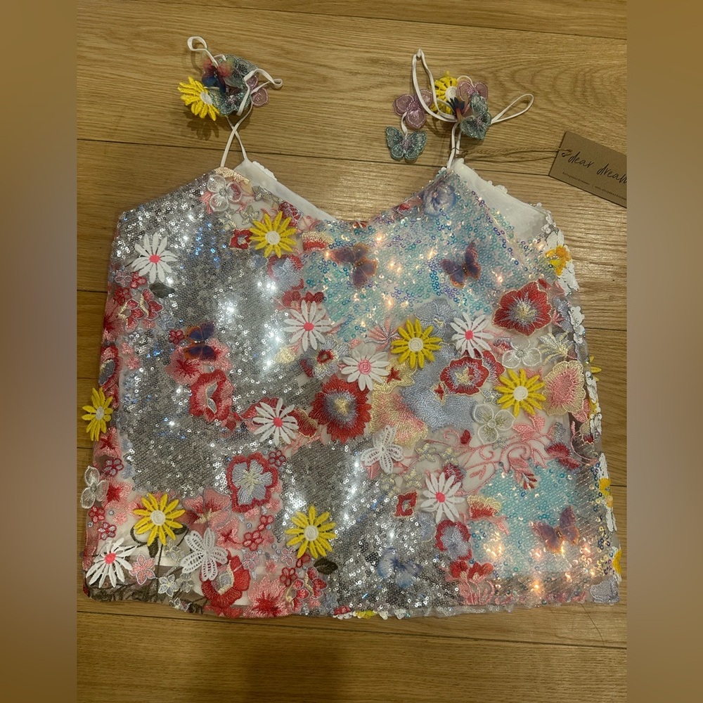NWT Reversible Sequin Butterfly Tank size medium